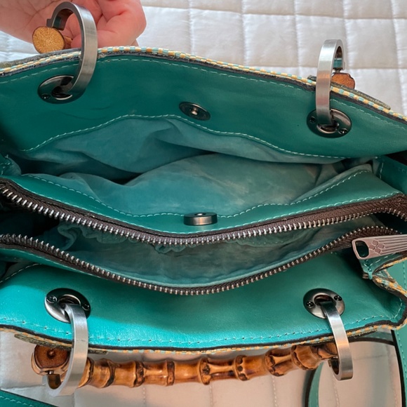 Patricia Nash Italian Fine Weave Multi Weave Aqua Bag UNUSED - Picture 9 of 10